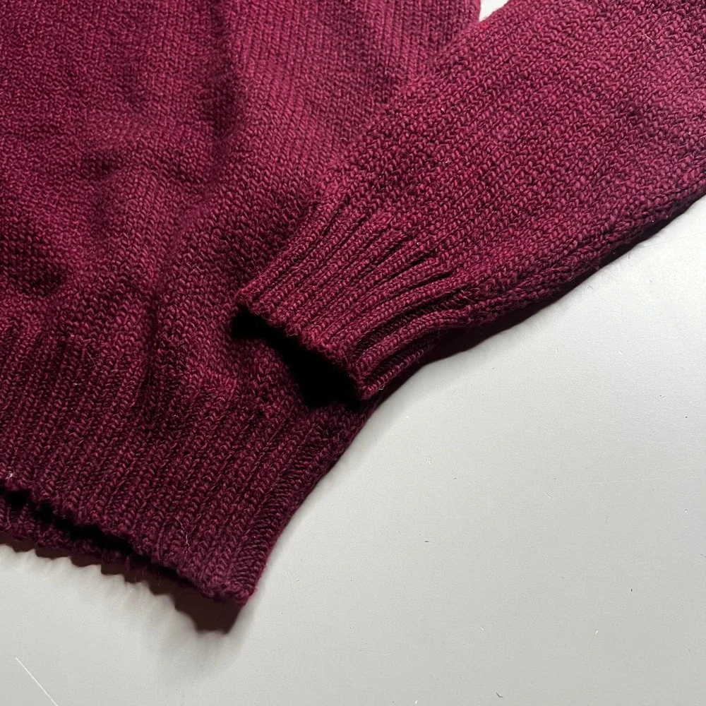 Polo Ralph Lauren‎ Mens Large Burgundy Maroon 100% Cotton Crewneck Knit Sweater